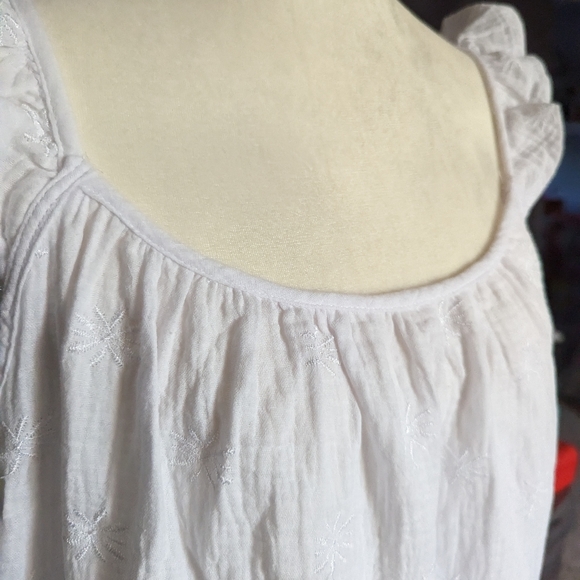 4our dreamers white cotton midi tiered summer dress size Medium M - Picture 6 of 7